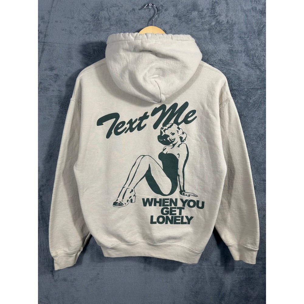 Lonely Ghost Text Me When You Get Lonely Hoodie M Cream Pinup Graphic Coquette